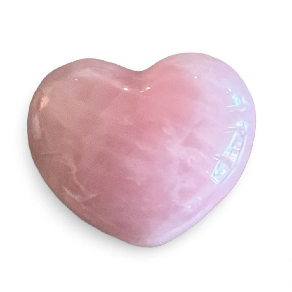 Rose Quartz Heart Shaped Polished Crystal Hand Stone